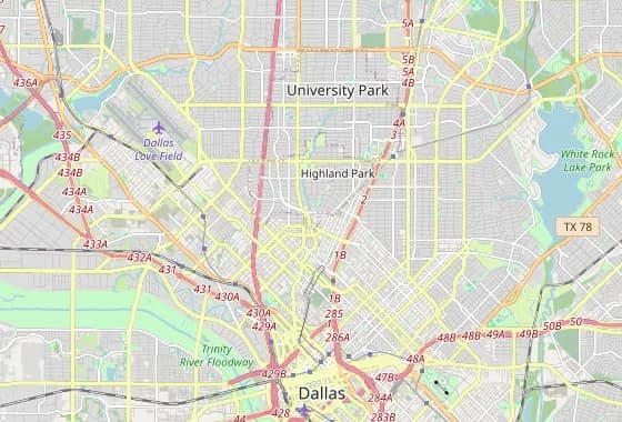 Sample geo-grid: nine checked points around a Dallas business, ranking between #1 and #12.